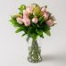 Arranjo de 18 Rosas Rosadas e Folhagens em Vaso