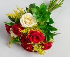 Buquê com 10 Rosas Brancas e Vermelhas 